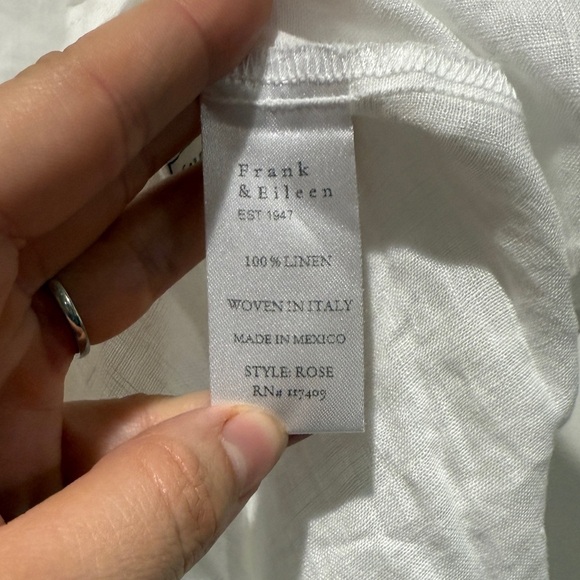 NWOT Frank & Eileen Linen Rose Button Up Shirt XS White Lightweight Coastal - Picture 7 of 11